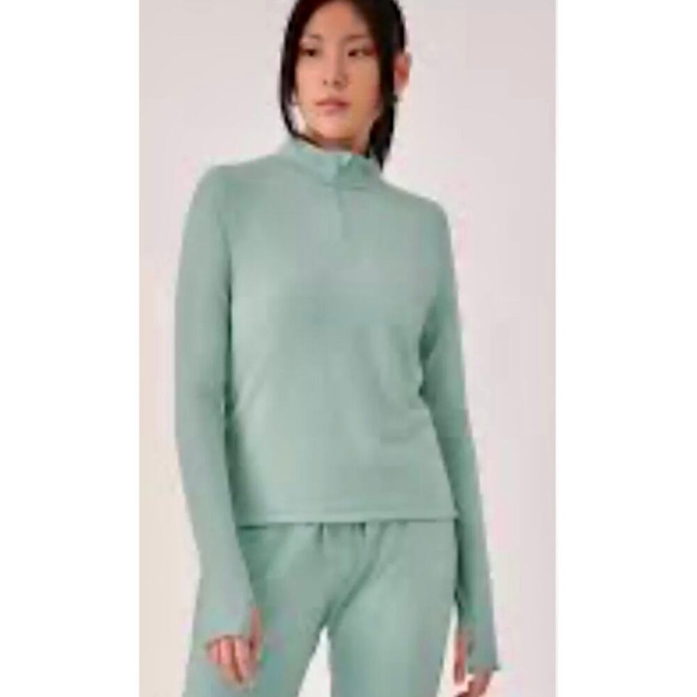 Allbirds Women's Natural Run Mid Layer 1/4 Zip Active Top Size S Green Hush NWT